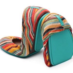 TIEKS By Gavrieli Vegan Textile Sunset Stripe Foldable Ballet Flats 10